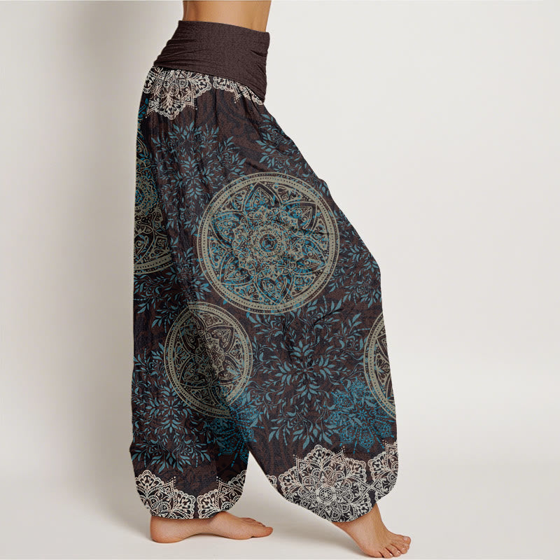 Pantaloni harem da donna con elastico in vita, motivo mandala in cotone con Buddha Stones - image 1
