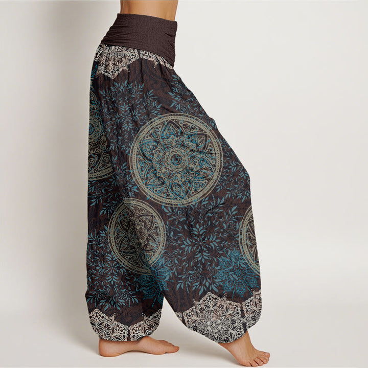 Pantaloni harem da donna con elastico in vita, motivo mandala in cotone con Buddha Stones - image 1