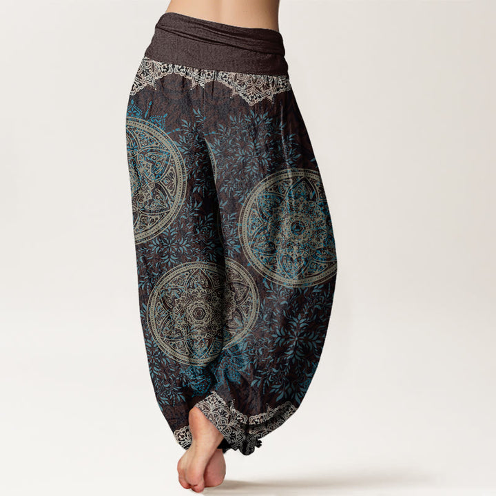 Pantaloni harem da donna con elastico in vita, motivo mandala in cotone con Buddha Stones - image 2