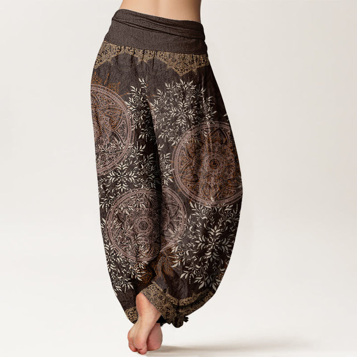 Pantaloni harem da donna con elastico in vita, motivo mandala in cotone con Buddha Stones - image 6