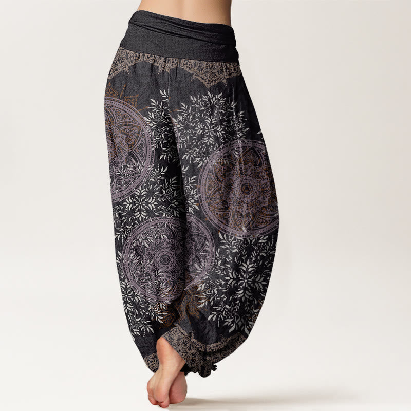 Pantaloni harem da donna con elastico in vita, motivo mandala in cotone con Buddha Stones - image 9