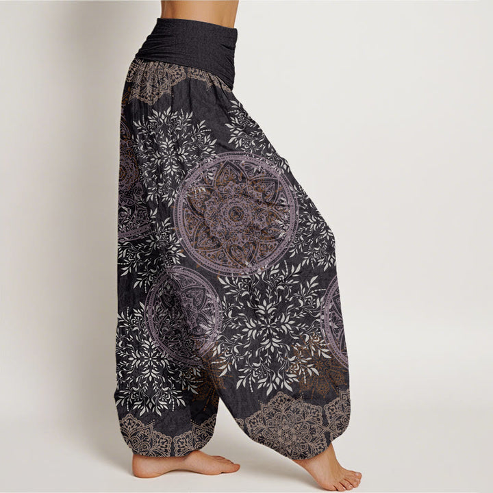 Pantaloni harem da donna con elastico in vita, motivo mandala in cotone con Buddha Stones - image 8