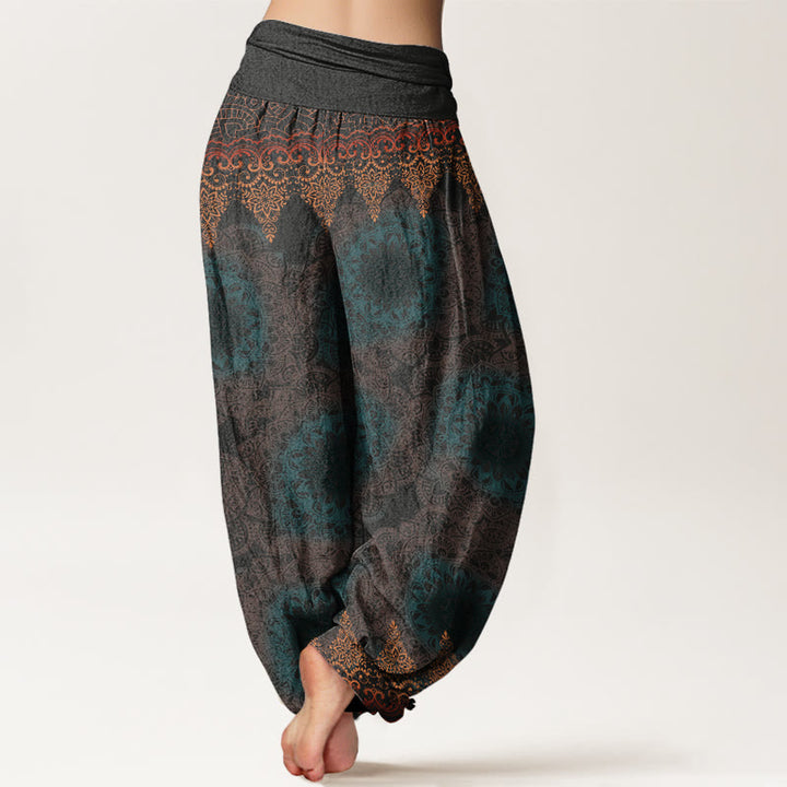 Pantaloni harem da donna con elastico in vita, in cotone, con motivi mandala triangolari e Buddha Stones - image 6
