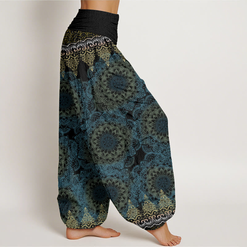 Pantaloni harem da donna con elastico in vita, in cotone, con motivi mandala triangolari e Buddha Stones - image 8