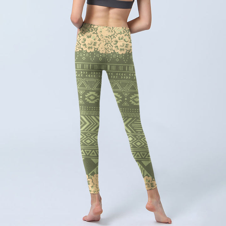 Buddha Stones Flowers Geometric Shapes Leggings da palestra Pantaloni da yoga da donna