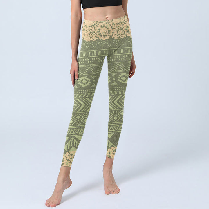 Buddha Stones Flowers Geometric Shapes Leggings da palestra Pantaloni da yoga da donna