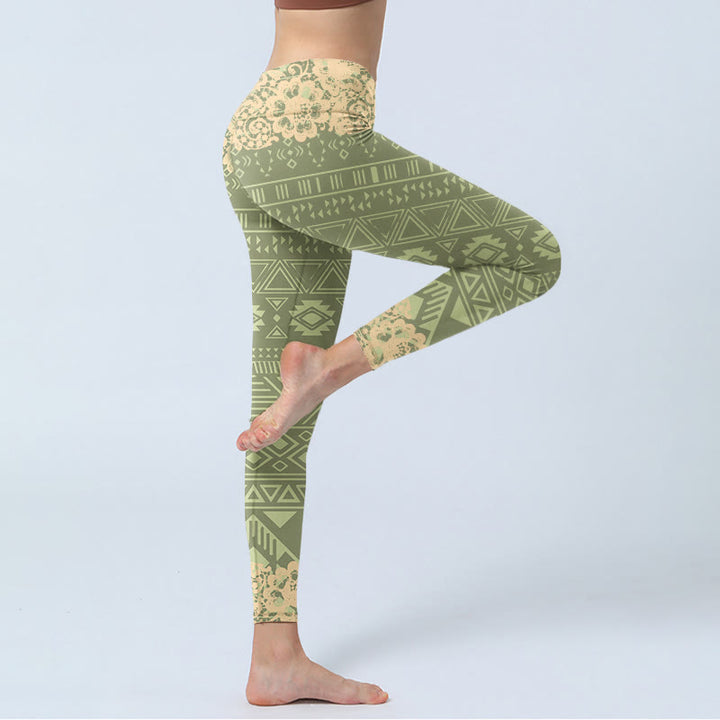 Buddha Stones Flowers Geometric Shapes Leggings da palestra Pantaloni da yoga da donna - image 3