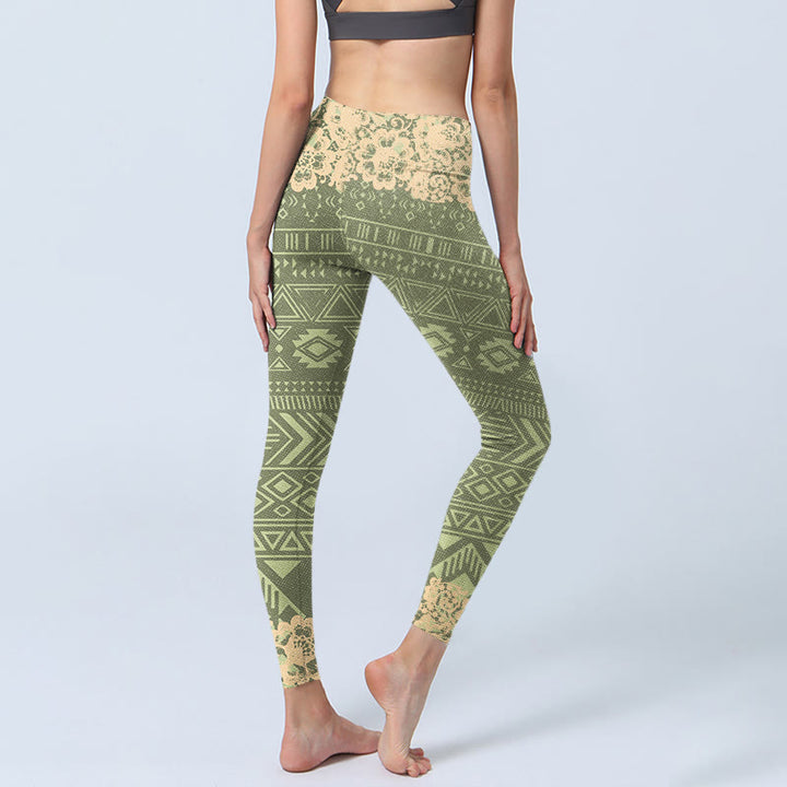 Buddha Stones Flowers Geometric Shapes Leggings da palestra Pantaloni da yoga da donna