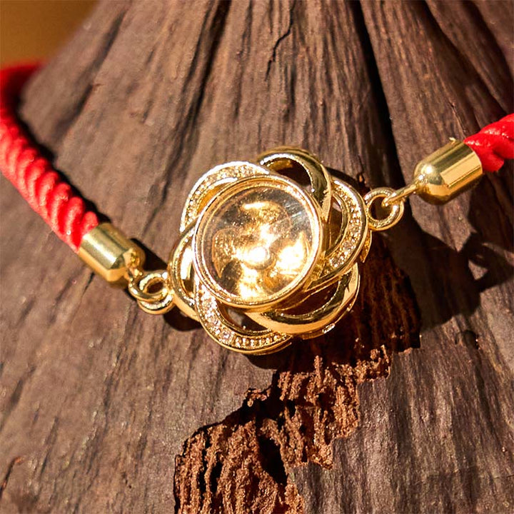 Buddha Stones Rotanti Prugna Rosso Corda Rame Ottone Mulino a Vento Feng Sheng Shui Qi Protezione Bracciale Intrecciato