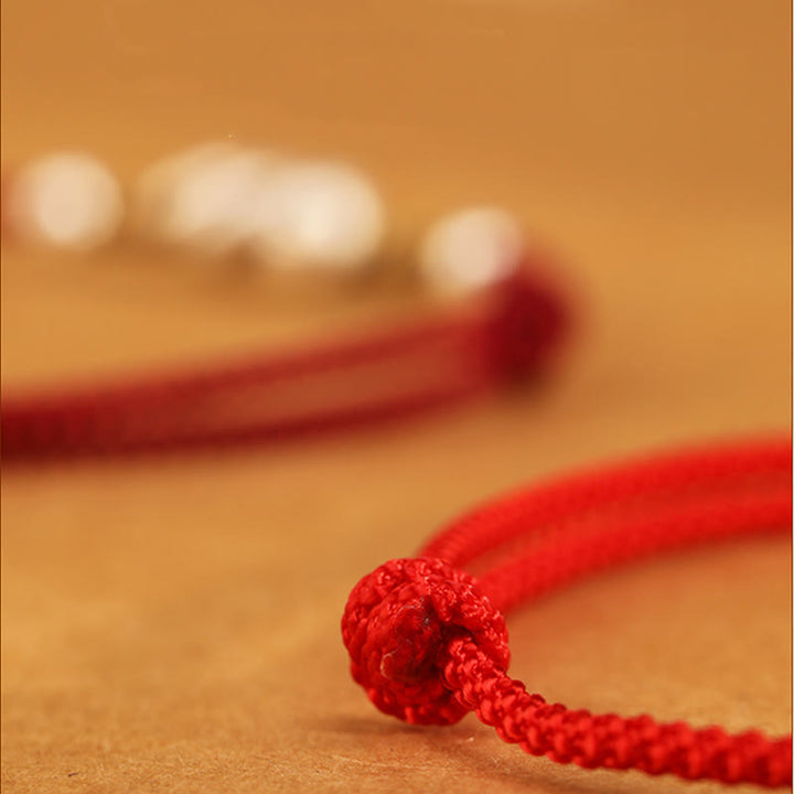 Cavigliera con corda rossa in argento sterling 999, anno del serpente, Buddha Stones