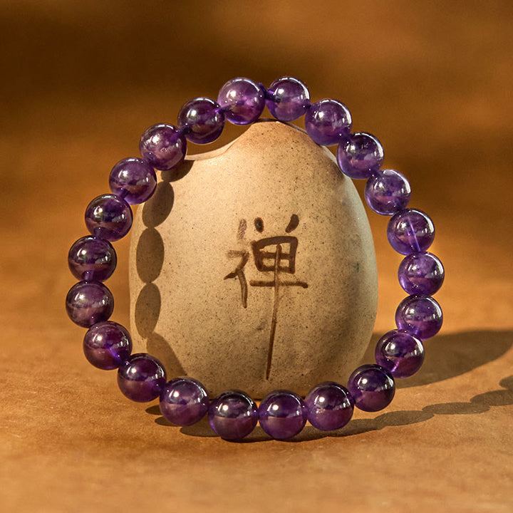 Braccialetto di meditazione per la pace interiore con ametista naturale Buddha Stones