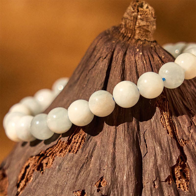 Braccialetto di perline curative in acquamarina naturale Buddha Stones