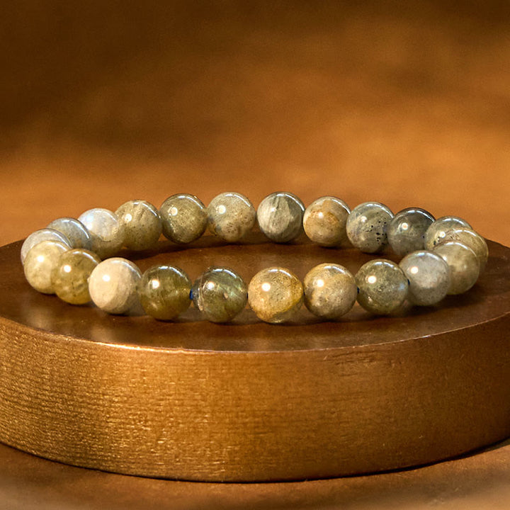Braccialetto di supporto curativo con perline di labradorite naturale Buddha Stones