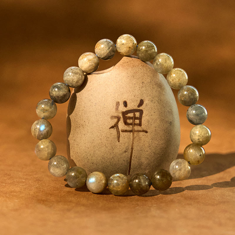 Braccialetto di supporto curativo con perline di labradorite naturale Buddha Stones