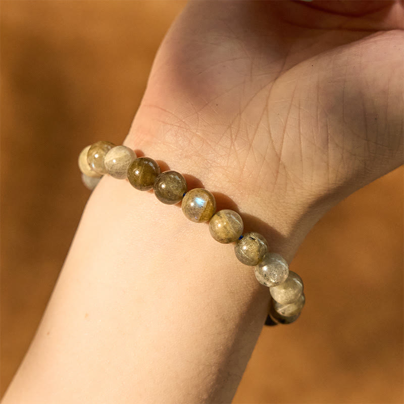Braccialetto di supporto curativo con perline di labradorite naturale Buddha Stones