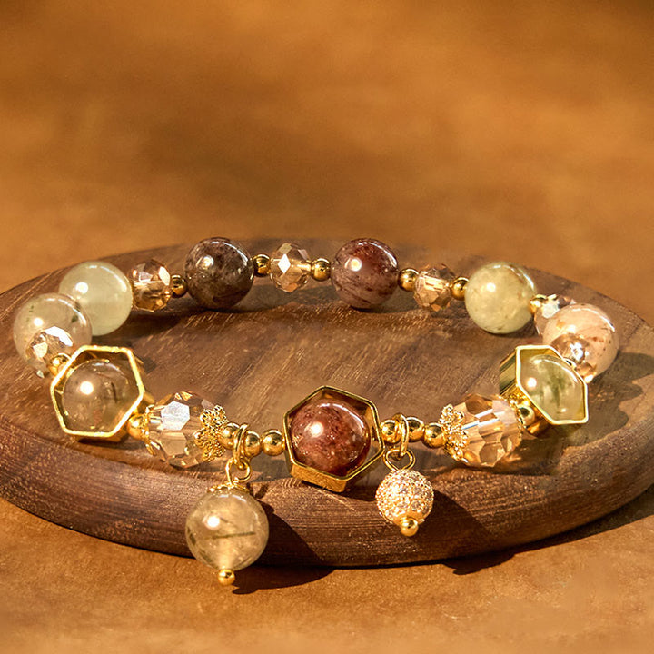 Braccialetto di protezione in quarzo rutilato colorato naturale Buddha Stones Ametista