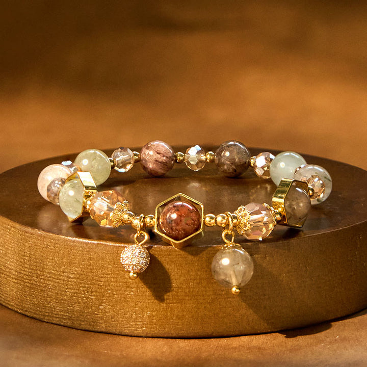 Braccialetto di protezione in quarzo rutilato colorato naturale Buddha Stones Ametista