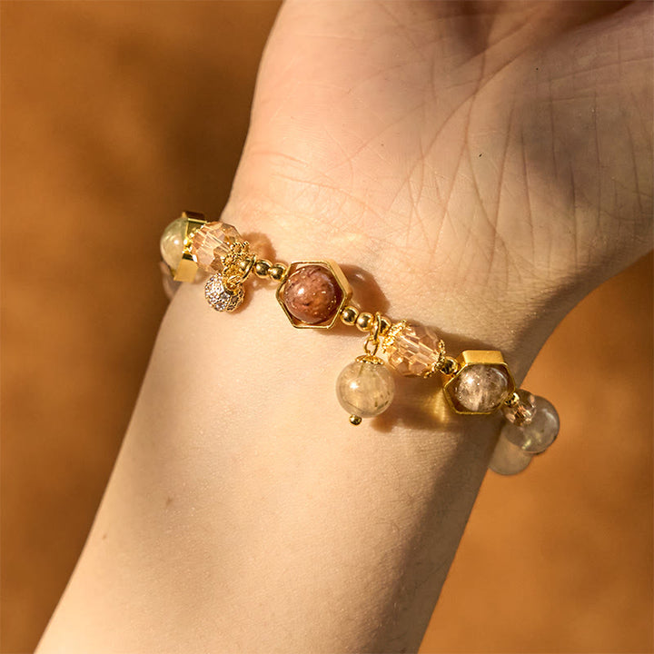 Braccialetto di protezione in quarzo rutilato colorato naturale Buddha Stones Ametista