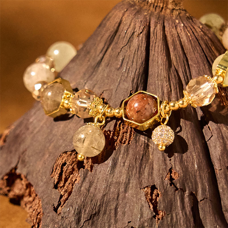 Braccialetto di protezione in quarzo rutilato colorato naturale Buddha Stones Ametista