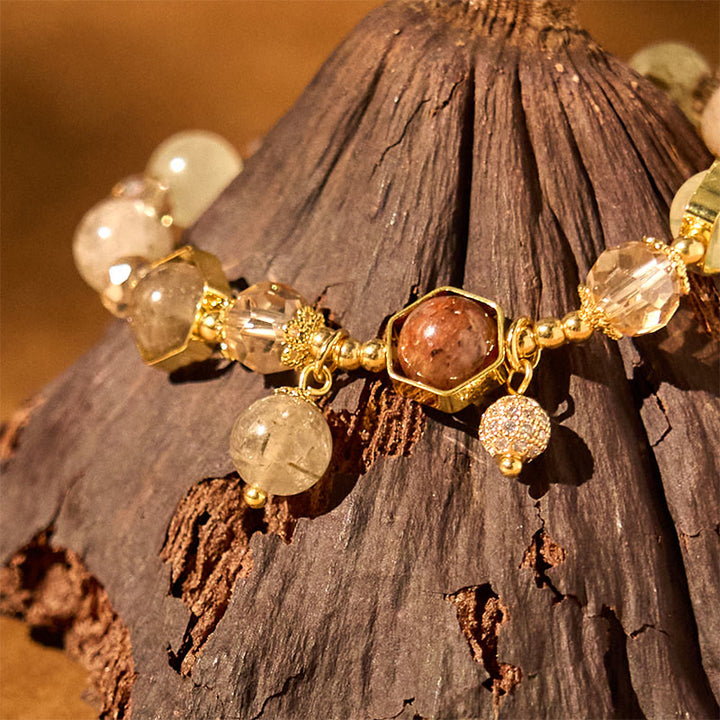 Braccialetto di protezione in quarzo rutilato colorato naturale Buddha Stones Ametista