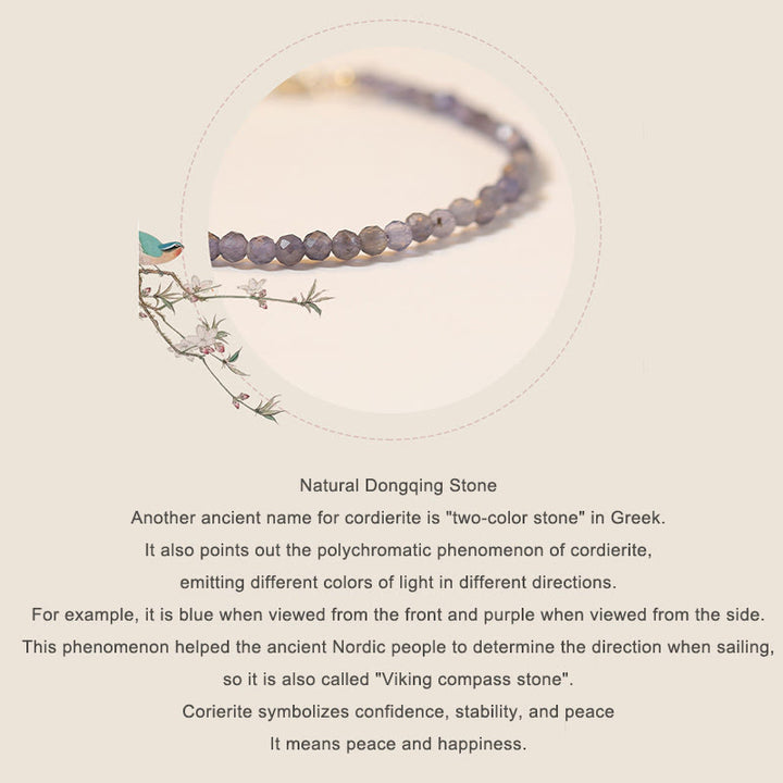 Braccialetto di comunicazione in rame placcato oro 14k con perline ultrasottili in ametista e iolite da 3 mm Buddha Stones - image 8