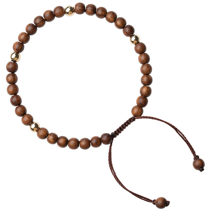 Braccialetto di protezione con perline di rame placcate in oro 14K e legno di sandalo ultrasottile da 4 mm Buddha Stones
