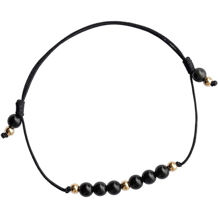 Braccialetto di successo con perline ultrasottili in quarzo fumé e ossidiana nera Buddha Stones