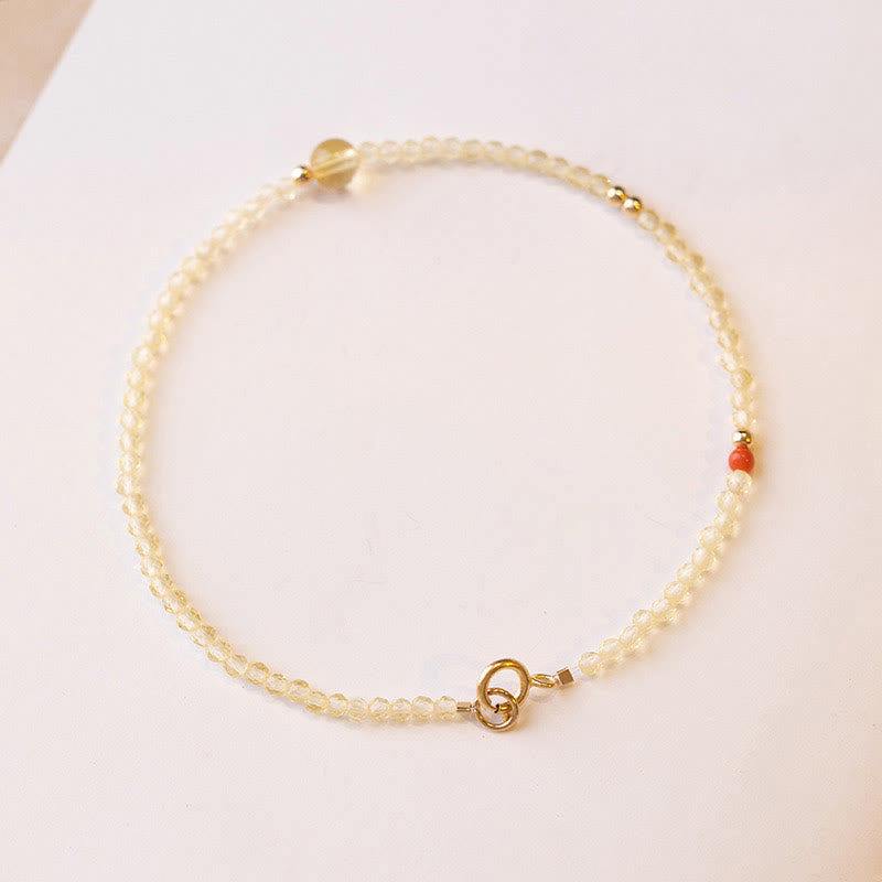 Braccialetto di protezione con perline di rame placcate in oro 14K e citrino ultrasottile da 2 mm Buddha Stones