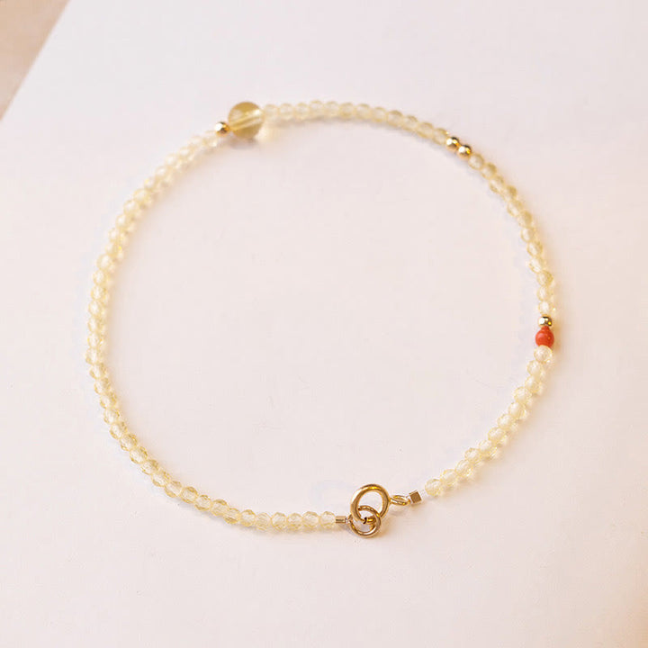 Braccialetto di protezione con perline di rame placcate in oro 14K e citrino ultrasottile da 2 mm Buddha Stones