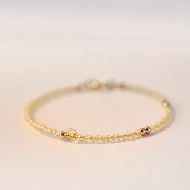 Braccialetto di protezione con perline di rame placcate in oro 14K e citrino ultrasottile da 2 mm Buddha Stones