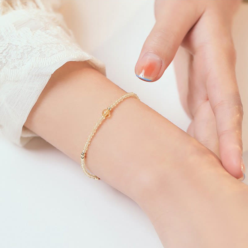 Braccialetto di protezione con perline di rame placcate in oro 14K e citrino ultrasottile da 2 mm Buddha Stones