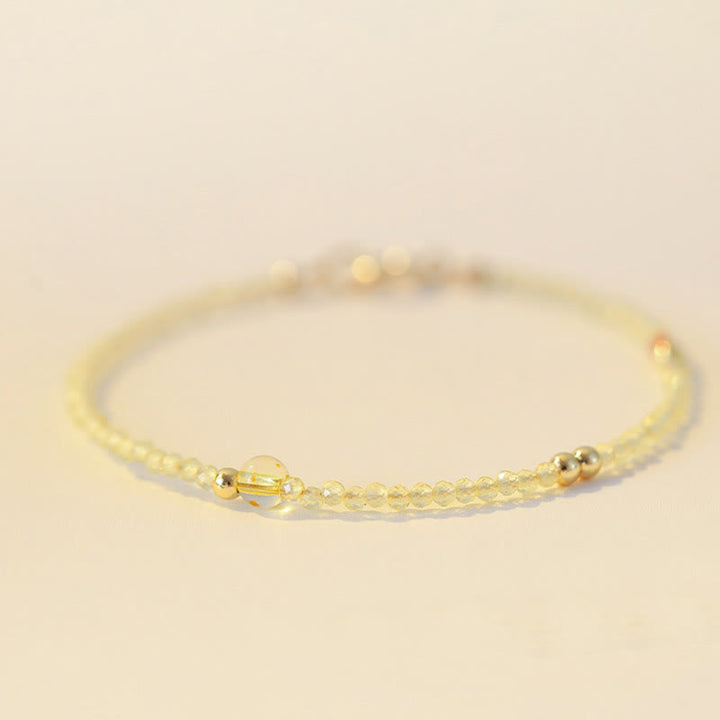 Braccialetto di protezione con perline di rame placcate in oro 14K e citrino ultrasottile da 2 mm Buddha Stones