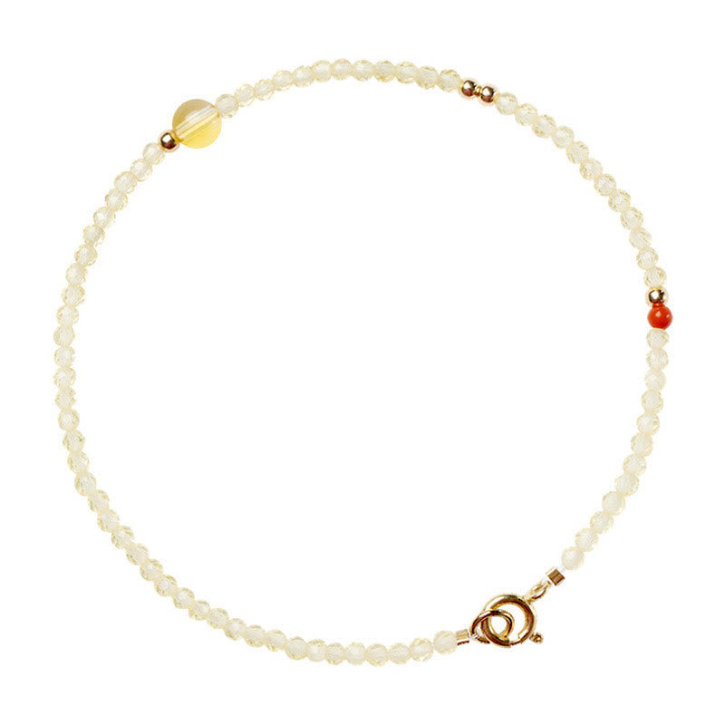 Braccialetto di protezione con perline di rame placcate in oro 14K e citrino ultrasottile da 2 mm Buddha Stones