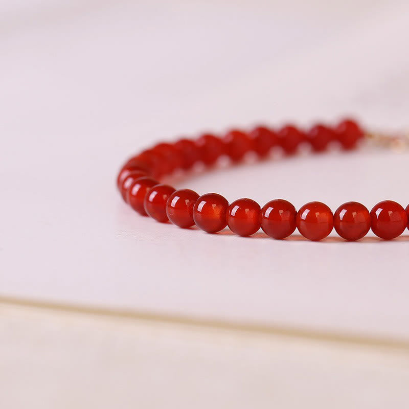 Braccialetto Buddha Stones Small Red Agate Ultra-sottile Calm Beads