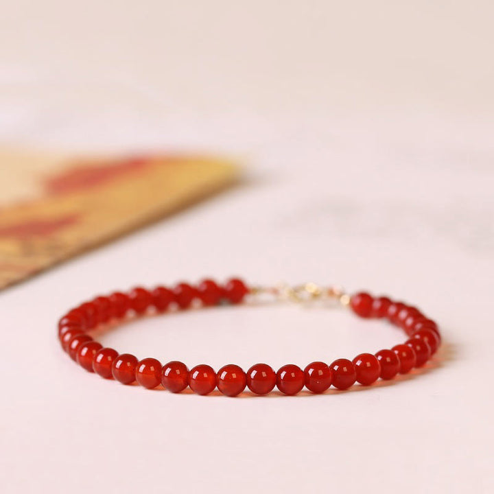 Braccialetto Buddha Stones Small Red Agate Ultra-sottile Calm Beads