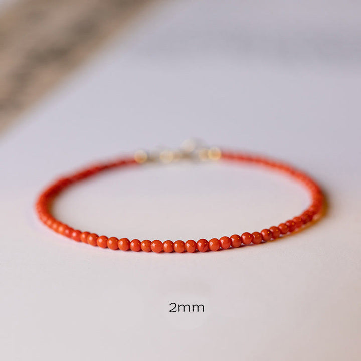 Bracciale Buddha Stones Natural Cherry Persimmon Red Agate Ultra-sottili Perline Confidence