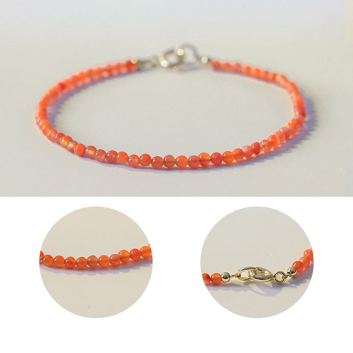 Bracciale Buddha Stones Natural Cherry Persimmon Red Agate Ultra-sottili Perline Confidence