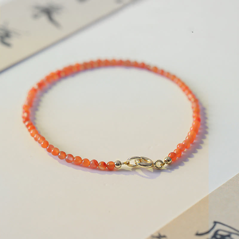 Bracciale Buddha Stones Natural Cherry Persimmon Red Agate Ultra-sottili Perline Confidence
