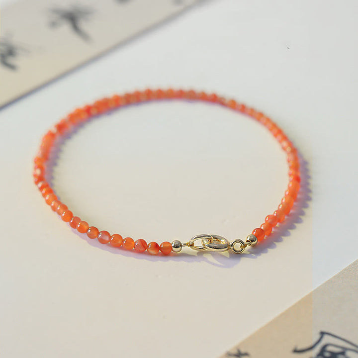Bracciale Buddha Stones Natural Cherry Persimmon Red Agate Ultra-sottili Perline Confidence