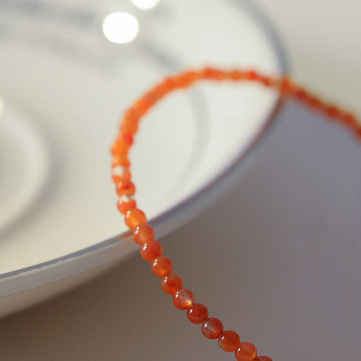 Bracciale Buddha Stones Natural Cherry Persimmon Red Agate Ultra-sottili Perline Confidence