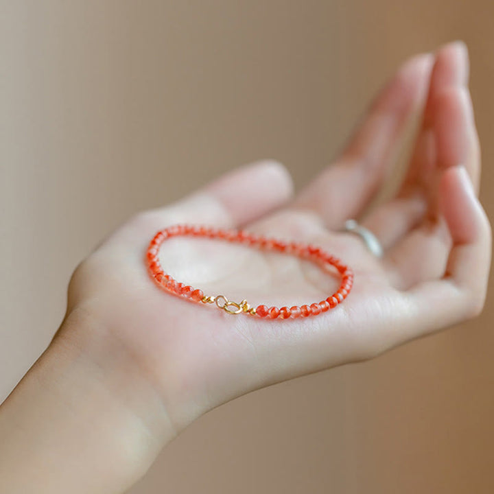Bracciale Buddha Stones Natural Cherry Persimmon Red Agate Ultra-sottili Perline Confidence