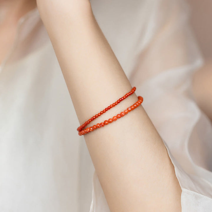 Bracciale Buddha Stones Natural Cherry Persimmon Red Agate Ultra-sottili Perline Confidence