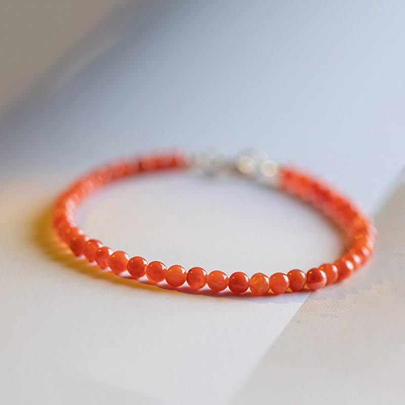 Bracciale Buddha Stones Natural Cherry Persimmon Red Agate Ultra-sottili Perline Confidence