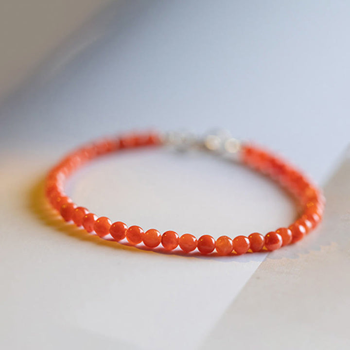 Bracciale Buddha Stones Natural Cherry Persimmon Red Agate Ultra-sottili Perline Confidence