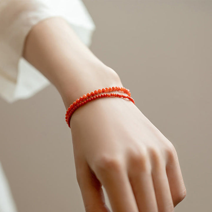 Bracciale Buddha Stones Natural Cherry Persimmon Red Agate Ultra-sottili Perline Confidence