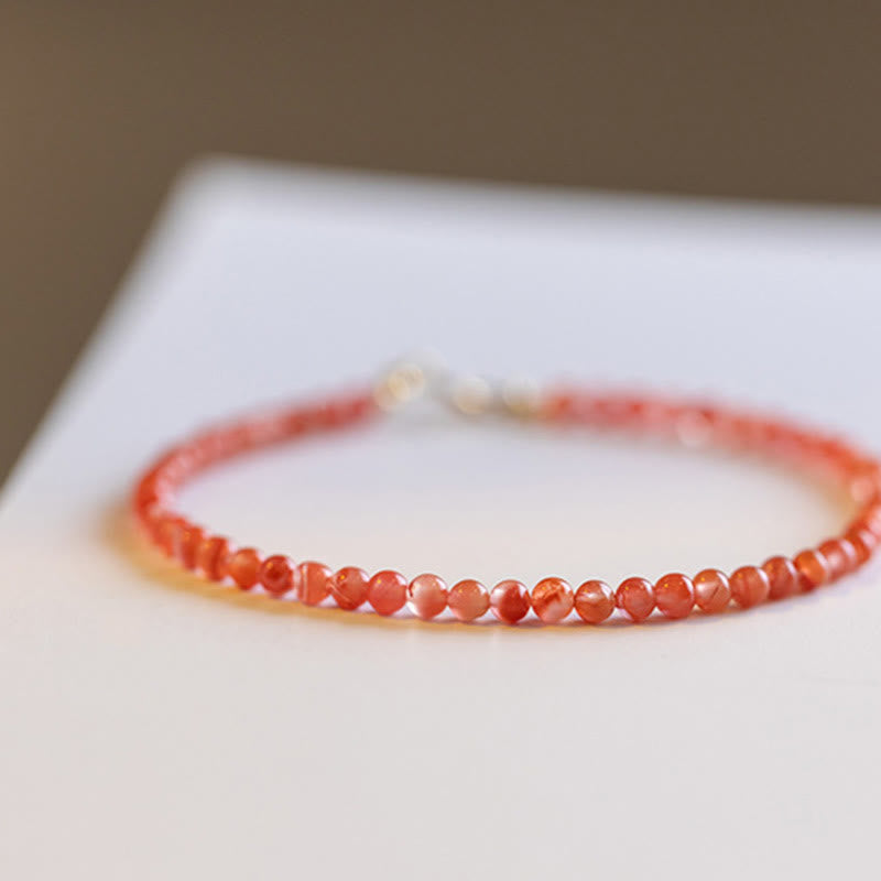 Bracciale Buddha Stones Natural Cherry Persimmon Red Agate Ultra-sottili Perline Confidence