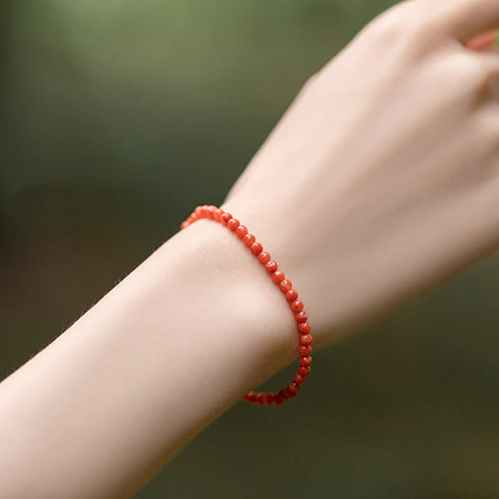Bracciale Buddha Stones Natural Cherry Persimmon Red Agate Ultra-sottili Perline Confidence