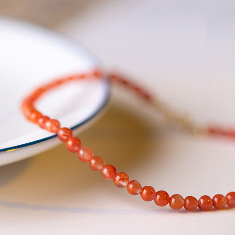 Bracciale Buddha Stones Natural Cherry Persimmon Red Agate Ultra-sottili Perline Confidence