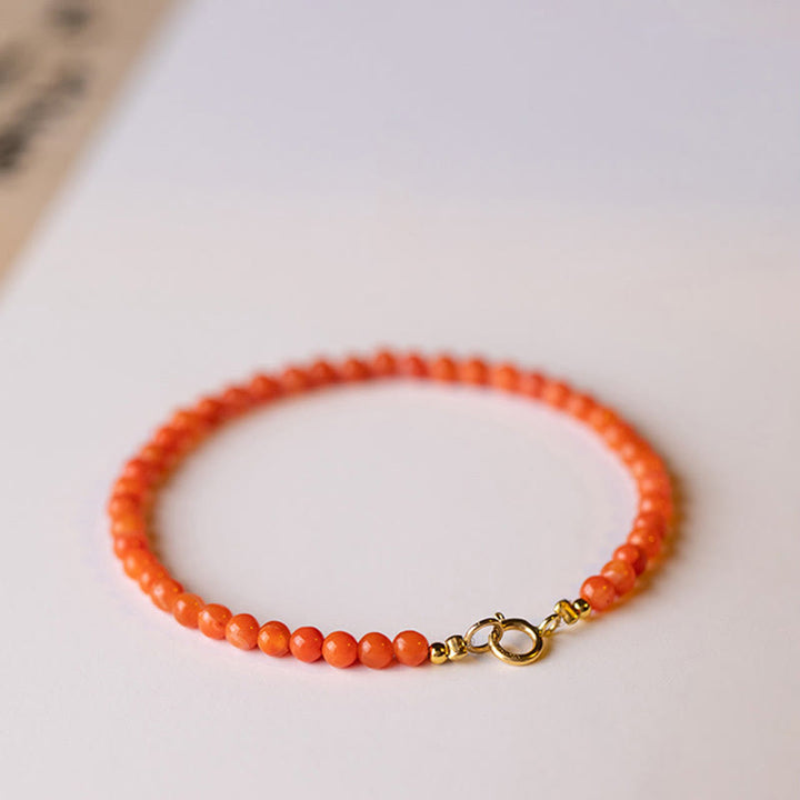 Bracciale Buddha Stones Natural Cherry Persimmon Red Agate Ultra-sottili Perline Confidence