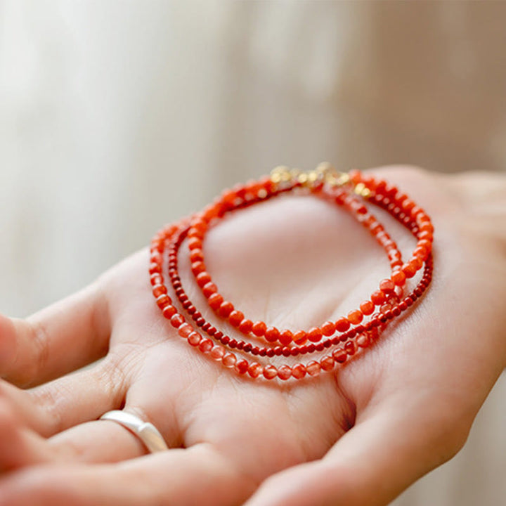 Bracciale Buddha Stones Natural Cherry Persimmon Red Agate Ultra-sottili Perline Confidence